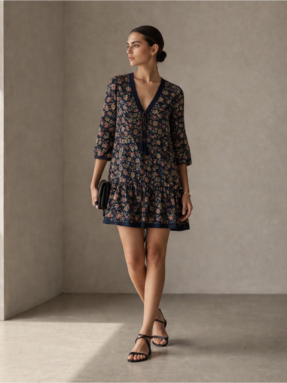 Bohera Gloria V-Neck Drop Waist Floral Dress | S | Kentucky Derby
